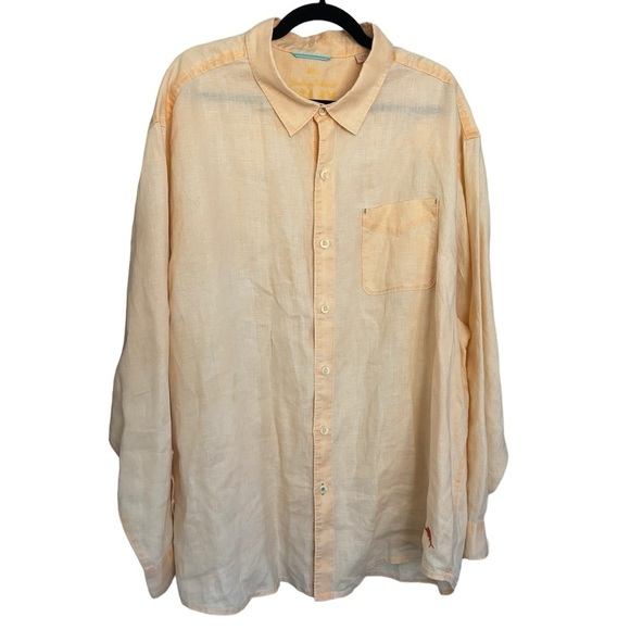 Tommy Bahama Other - Tommy Bahama Shirt Adult 2XL XXL Peach Linen Relax Long Sleeve Casual Mens